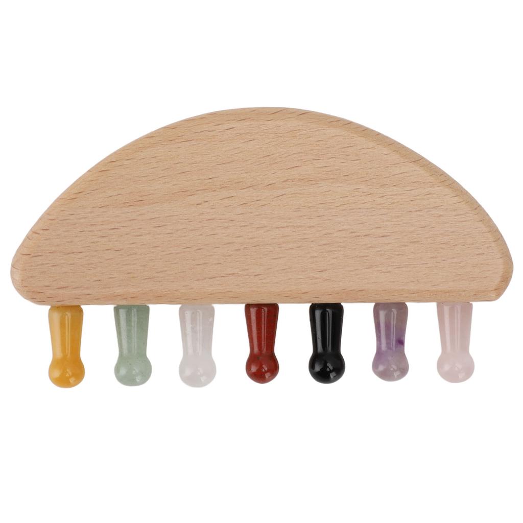 Half Moon Shape Wood Stone Hair Comb 7 Teeth Scalp Massage Brush Detangling Tool for Home and SPA