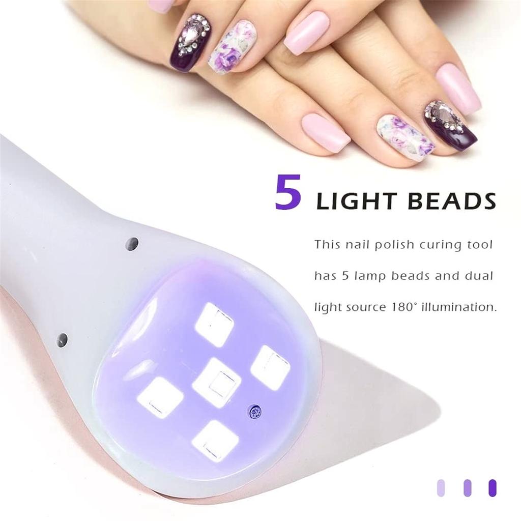YIKOOLIN Handheld UV LED Nail Lamp USB Rechargeable Mini Manicure Lamp Nail Dryer With 5 Lamp Beads Quick Drying Gel Nail Polish
