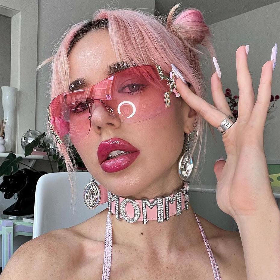 Rimless Brand Designer Sunglasses Women Oversized Trending Luxury Sun Glasses Rivet Diamond Punk Big Shades Uv400