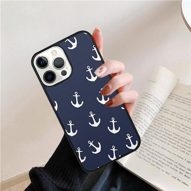 Stripes Anchor Boat Ship Wheel Phone Case Back Cover for iPhone 17 Air 16 15 14 13 11 12 Pro Max Plus Shell Coque