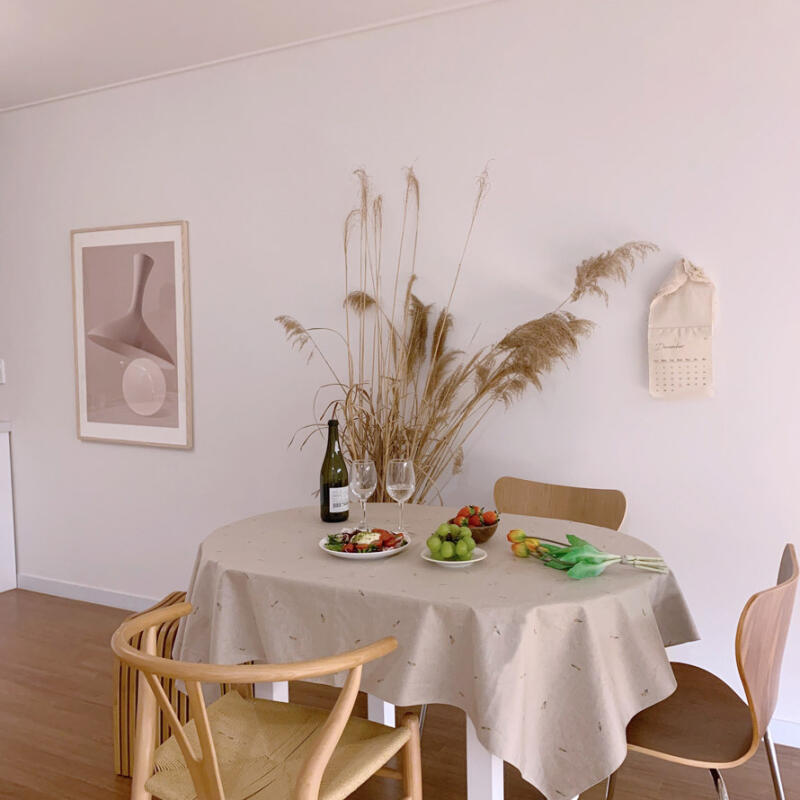 Linen Tulipia Waterproof Tablecloth 2-Person Square oatmeal