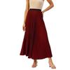Kzully Fließende Eleganz Damen Satin Akkordeonfalten Maxi Ausgestellter Rock
