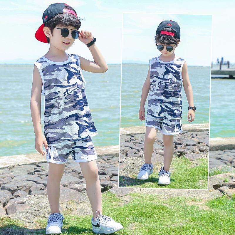 Summer 2026 Camouflage Sleeveless Vest & Shorts Set for Boys