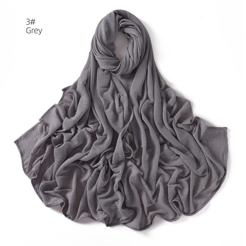 New Women's Soft Solid Color Elastic Breathable Wrinkled Jersey Headband Scarf Muslim Ramadan Hijab Wrap Hijabs
