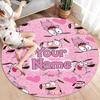 Pink Bunny Galaxy Custom Name Round Area Rug Carpet Rug For Living Room Bedroom Sofa Playroom Decor Nonslip Floor Mat