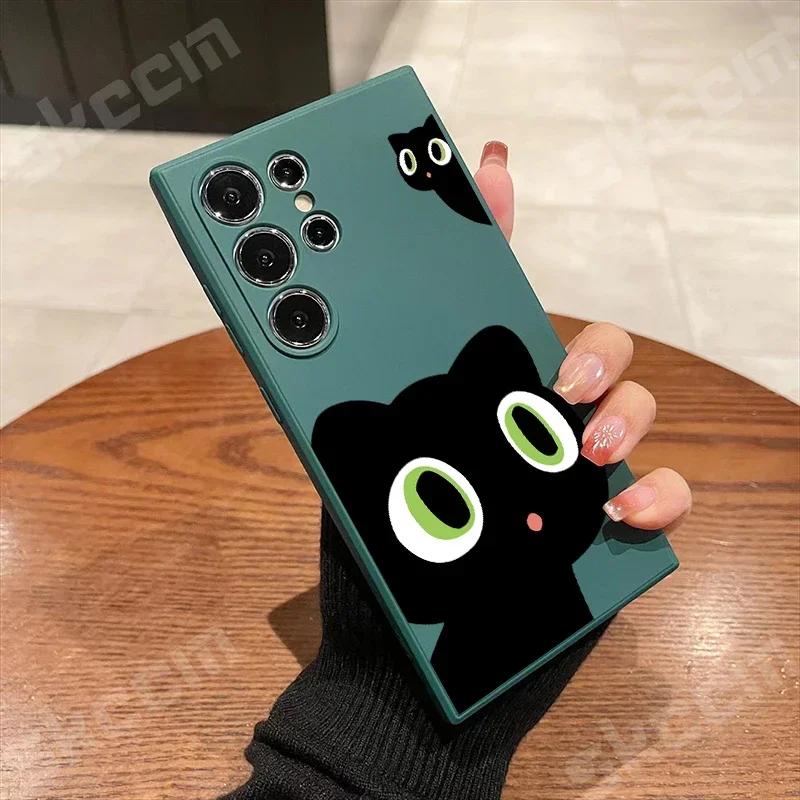 

Cute Cartoon Black Cat Phone Case For Samsung Galaxy S24 S23 S22 Ultra Plus S20 FE A15 A35 A50 A51 A54 A55 A71 A72 A73 Cover A15 4G