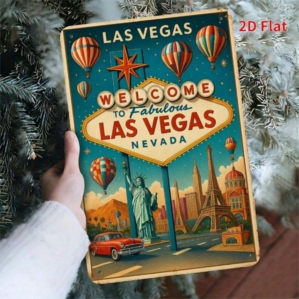 

Metal Poster Wall Art Vintage Las Vegas Paris Eiffel Tower New York Statue of Liberty Home Decor Living Room