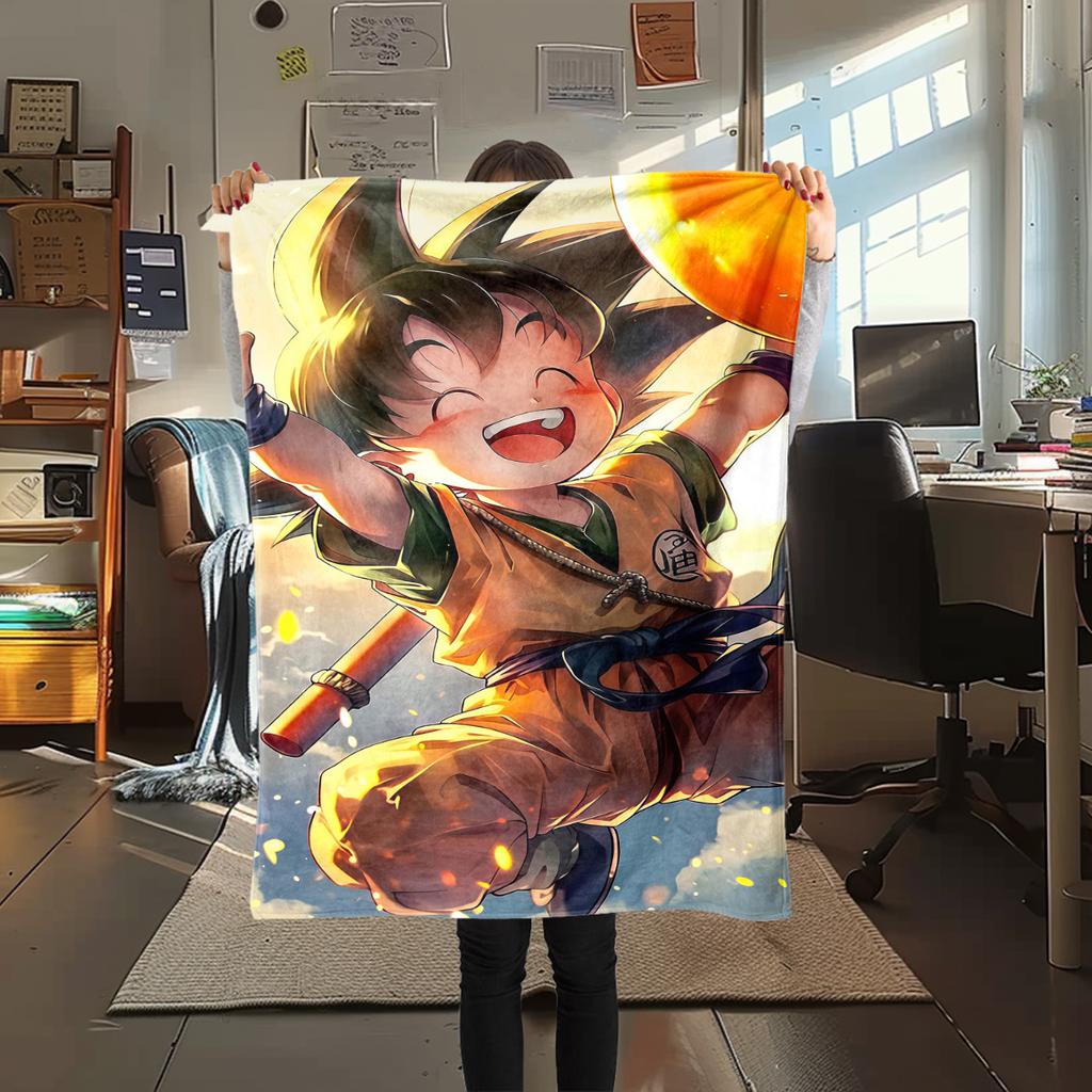 1 BUCĂ DRAGON BALL Pătură de Flanelă Imprimată, Calitate Înaltă pentru Toate Sezoanele, Decor Casă, Căldură și Confort, Perfectă pentru Cadouri de Crăciun