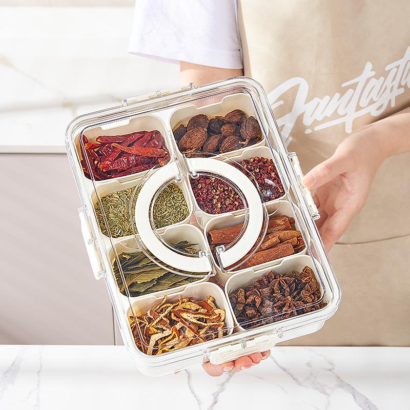 Octagonal Spice Storage Jar with Lid - Food-Grade Plastic, Compartmentalized for Home Use
