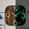 12 Inch Glow In Dark Wall Clock Brown Luminous Wall Clock Silent Wooden Wall Clock  For Bedroom