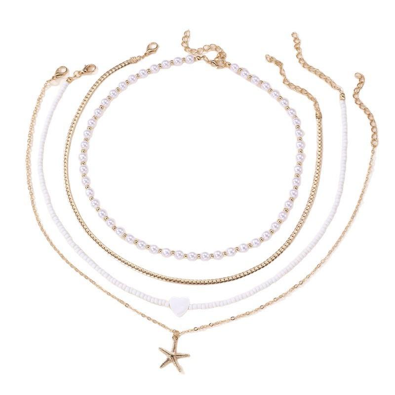 Punk Style Geometric Necklace Set For Women With Zinc Alloy Material And Heart Lock Pendant