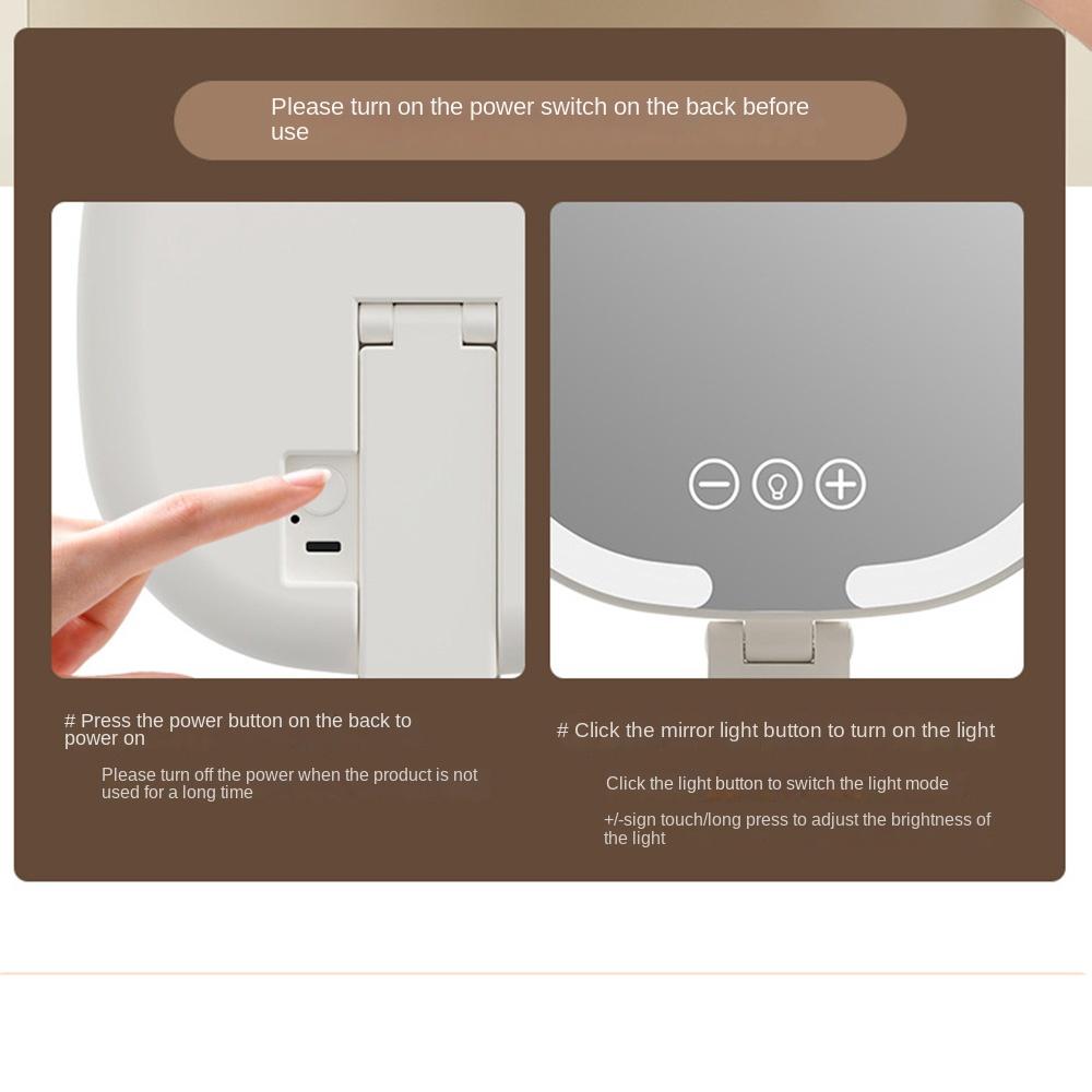 Foldable LED Makeup Mirror Adjustable Touch Control Vanity Mirror with Lights Non-slip Base Dimmable Lighted Desktop Mirrors