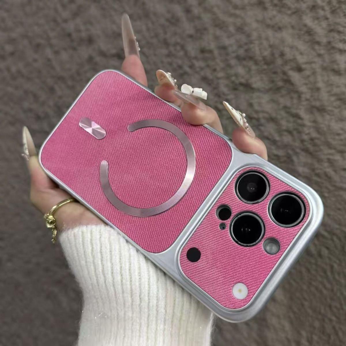 

Aurora Ring Denim Texture Magnetic Phone Case for Apple 13/14/15/16/17, Large Window Design, Light Luxury Apple 11