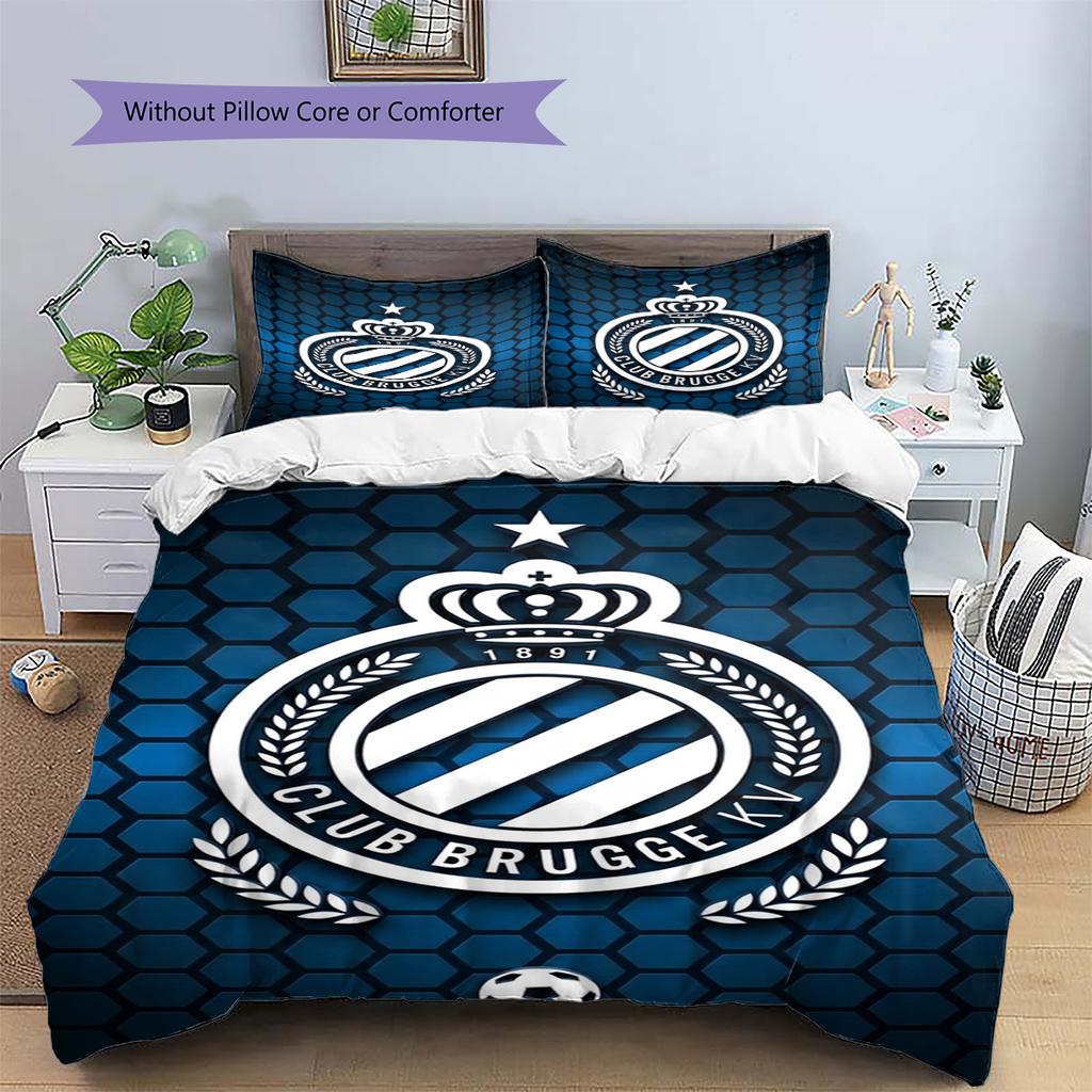 Club Brugge Pattern Bedding Set Quilt Cover Pillowcase Home Decor Gift (1 * Duvet Cover + 2 * Pillowcase, Without Core)