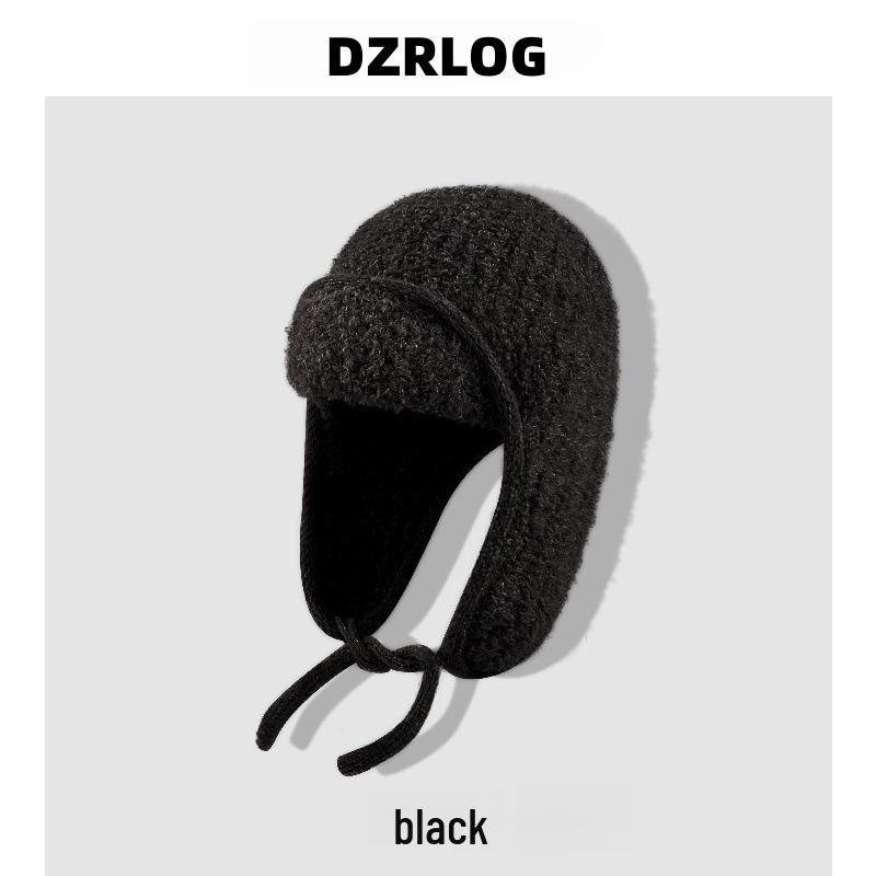 Damska zimowa czapka pilotka wełniana z ochroną uszu i dopasowaniem na dużą głowę