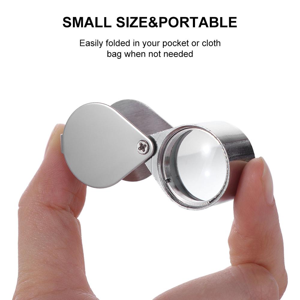 Metal Jewelry Magnifying Glass Mini Reading Magnifier Portable 10-30X Pocket Loupe Read Newspapers