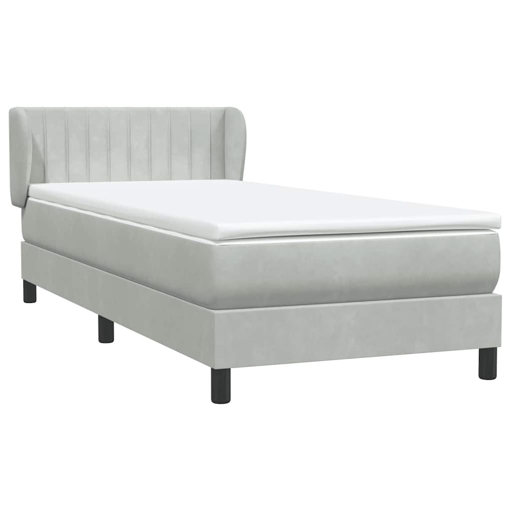 Box Spring Bed with Mattress Light Grey 80 x 220 cm Velvet
