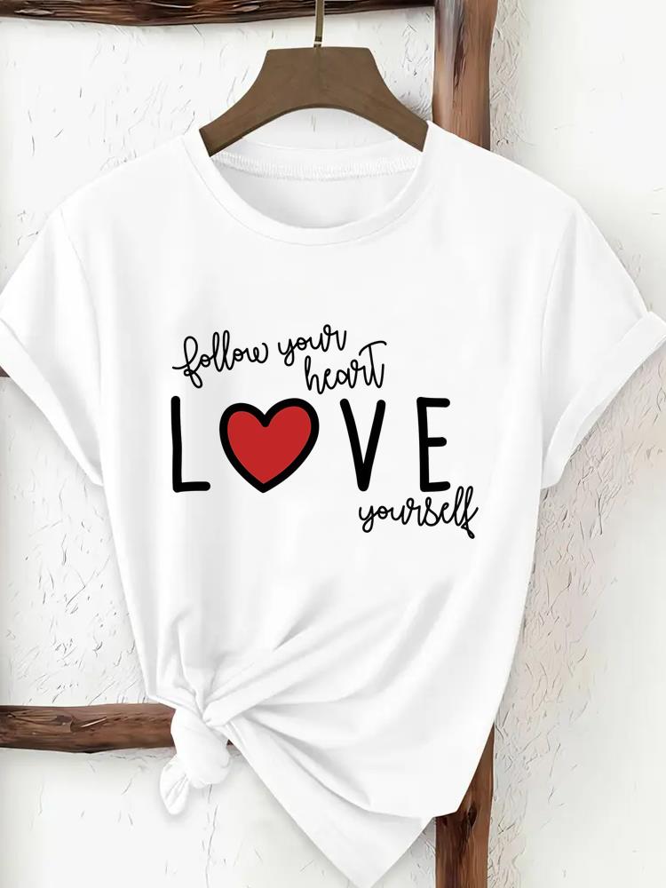 (Asian Size) trend love style Tee Top Woman Print Women Clothing Short Sleeve T Shirt Fashion Female Graphic T-shirts