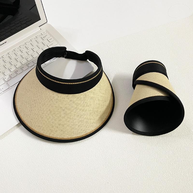 Summer Empty Top Sun Hat Outdoor Sun Protection Breathable Sun Hat Big Head Circumference Brim Fashionable Foreign Style Face Hat Children