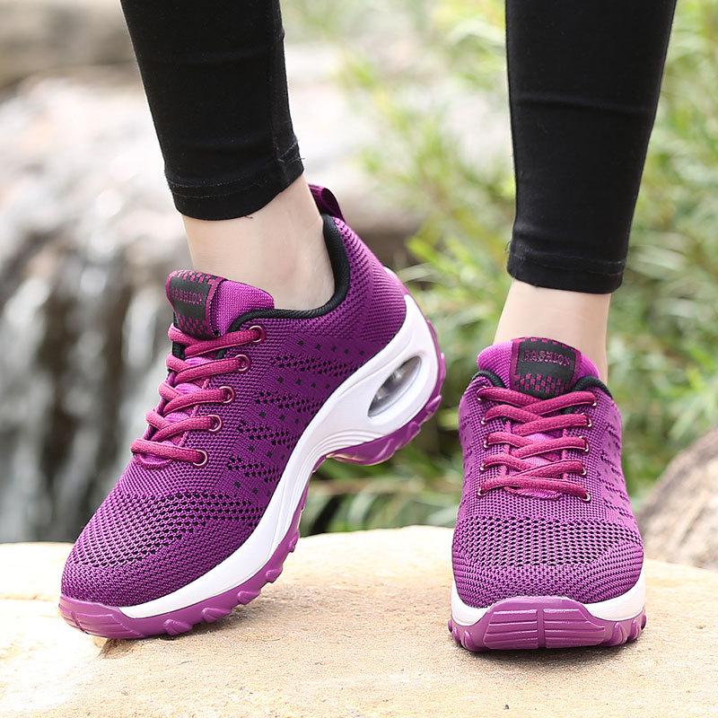 2025 Autumn and Winter New Fly-woven Rocking Shoes Women's Platform Lightweight Versatile Lace-up Dance Shoes Mother Casual Shoes