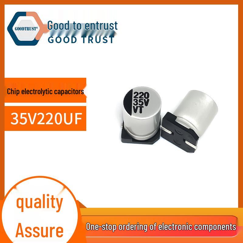 Brand New 35V 220uF SMD Electrolytic Capacitor - 8x10.5mm, In Stock