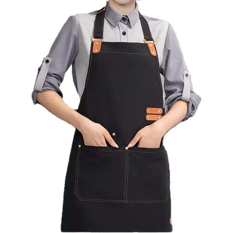Waterproof Hanging Neck Canvas Apron - Custom Printed for Kitchens, Coffee Shops, Gardening – Stain-Resistant Waist Apron for Women