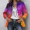 Damen-Hemdjacke mit Knopfleiste und Print, Langarm mit Rüschenbesatz für lässige Alltagsmode