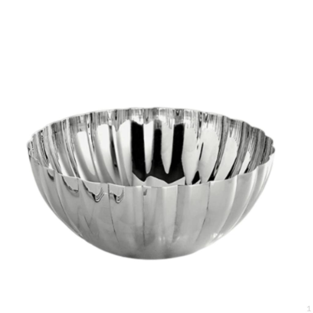 Stainless Steel Bowl Elegant with Fluted Exterior MirrorFinish Silver for Hosts, Dining Table,