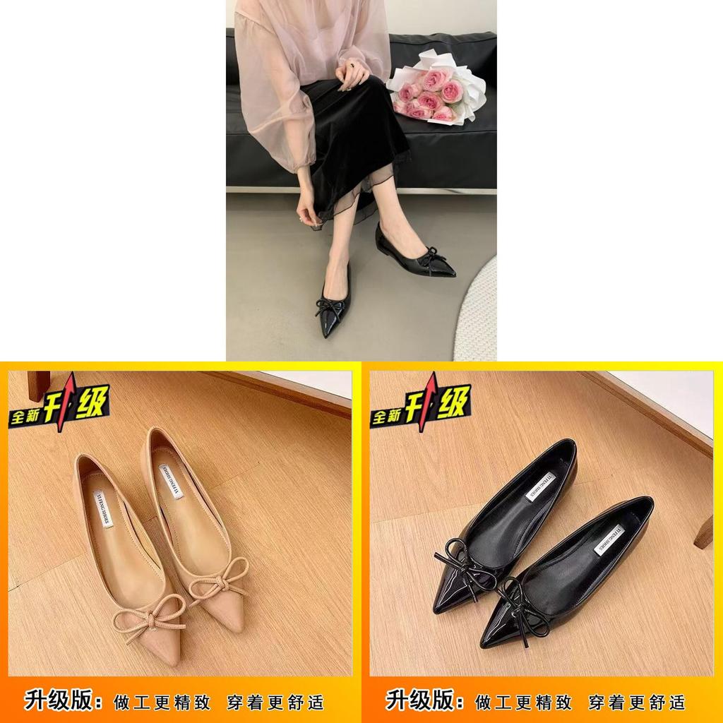 Womens French Style Flat Shoes With Bow Detail For Daily Office And Casual Wear