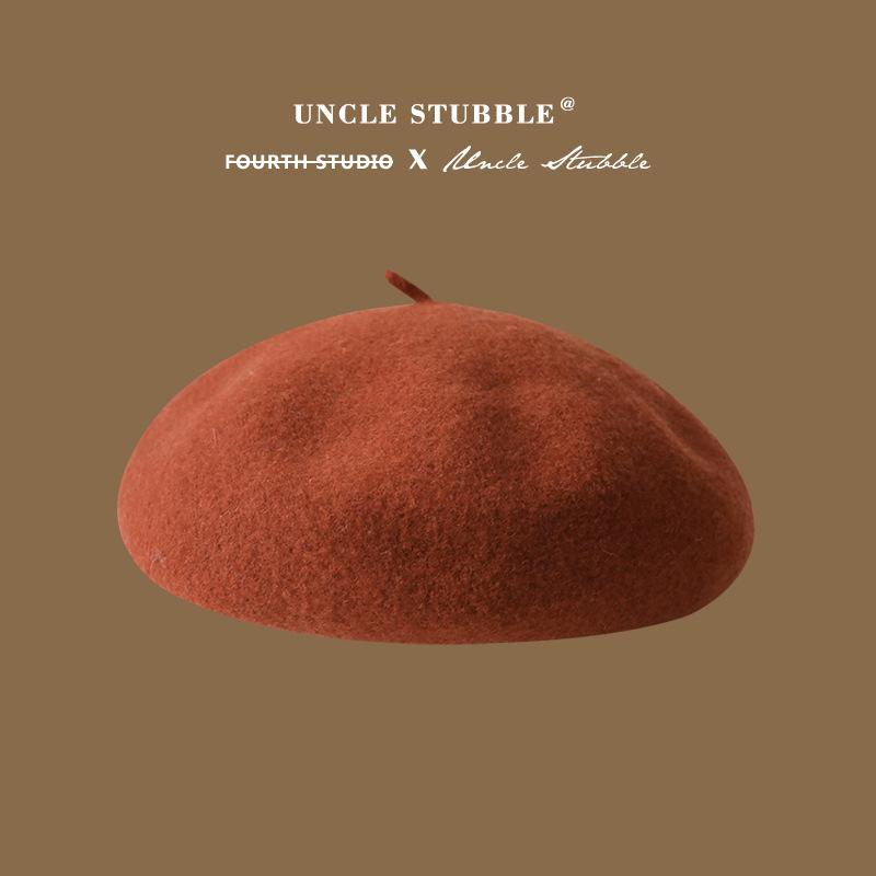 High Quality Wool Beret Not Easy To Pill Korean Version Solid Color Retro Painter's Hat for Girls To Show Their Temperament