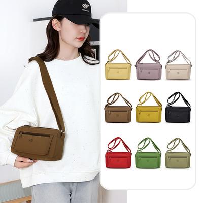 Middle-Aged Women's Bag Solid Color Lightweight Nylon Bag Small Square Bag Shoulder Crossbody Bag