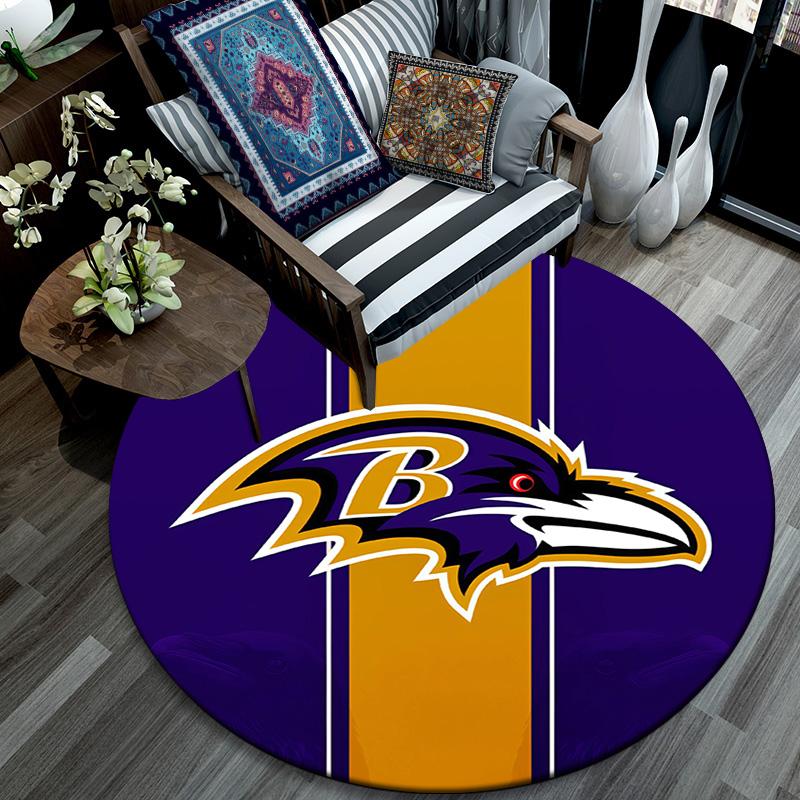 Baltimore Ravens Round Area Rug,Carpet Rug for Living Room Bedroom Sofa Playroom Decor,Non-slip Floor Mat