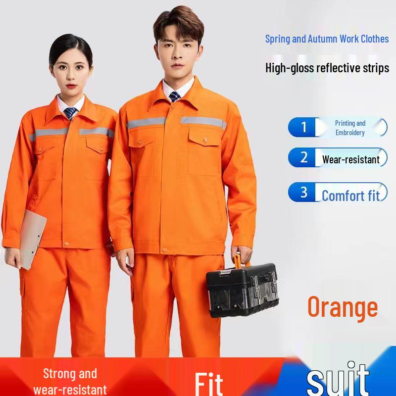 Men's Polyester Long-Sleeve Workwear Set - Moisture-Wicking Uniform for Auto Repair and Labor Protection