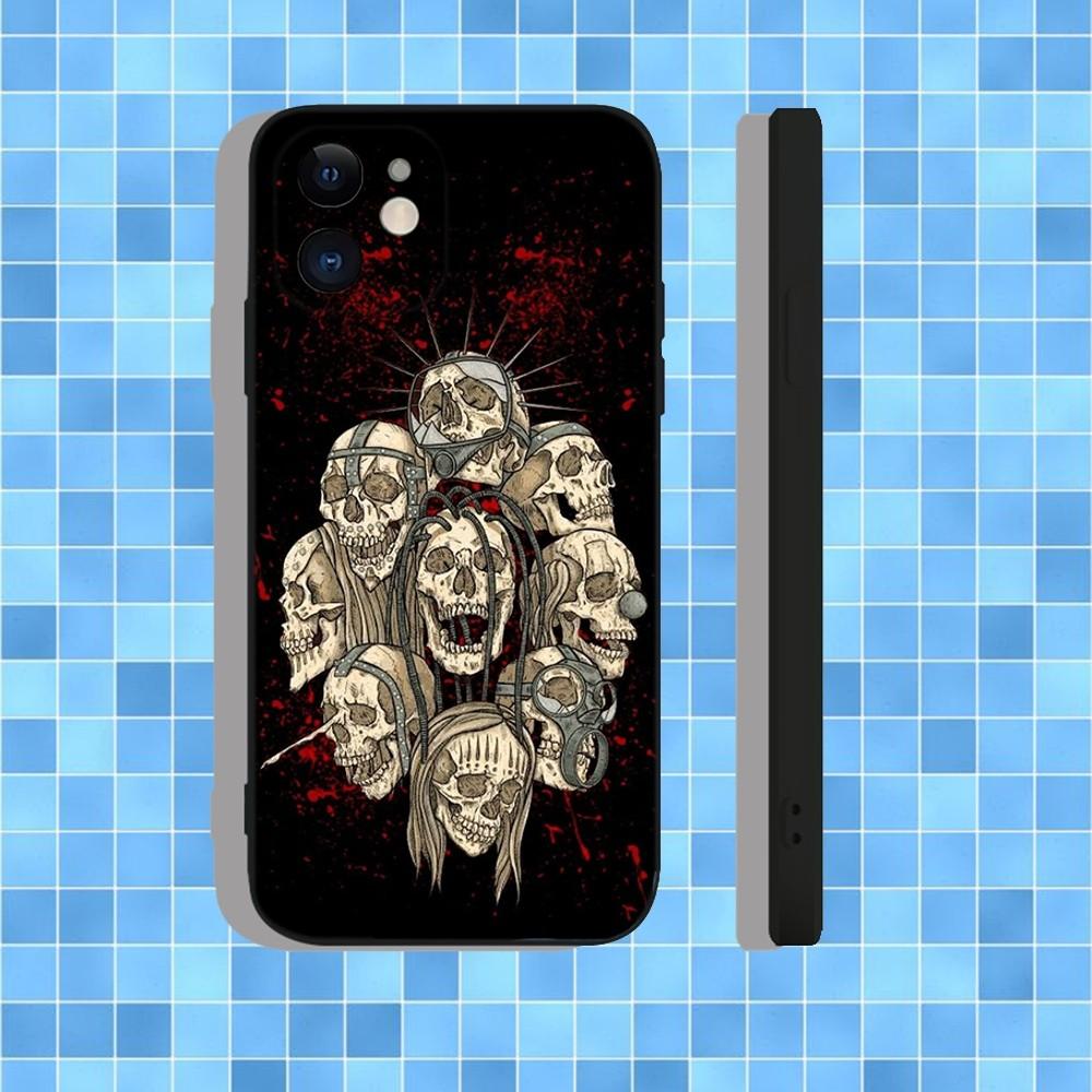 S-Slipknot Bone Church Phone Case For iPhone 16,15,14,13,12,11,Pro,Max,Plus,X,XS,XR,SE,8,7,Mini,Soft Silicone Black Case