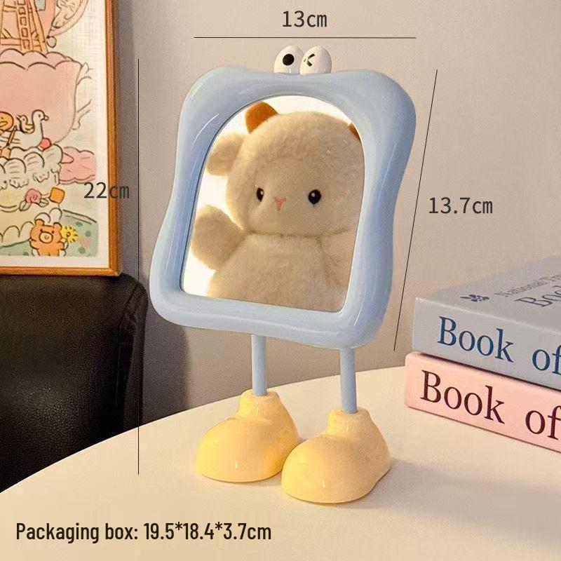 

Cute Portable Vanity Mirror: High-Definition Desktop Stand for Student Dorms and Homes синий