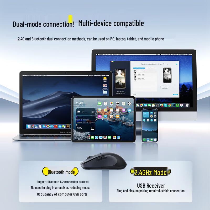 Baseus F02 AI Smart Ergonomic Dual-Mode Wireless Mouse