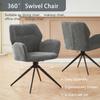 Swivel Dining Chair (Set of 2) Armchair with Metal Legs, Leisure Chair, Velvet-like Fabric, Dark Gray