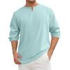 Men's Summer Solid Color Cotton And Linen V-neck Loose Long Sleeve Tops Men's Casual Fashion Long Sleeve Tops