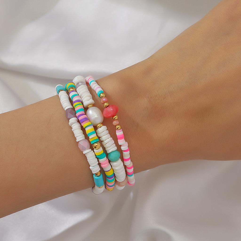European and American creative soft ceramic rice beads freshwater pearl bracelet fashionable and cute beach style bracelet