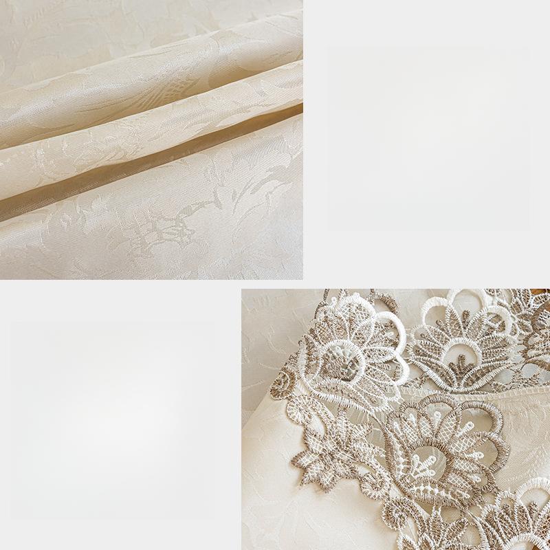 1pc Fall Linen Tablecloths, White Farmhouse Tablecloth with Lace, Vintage Rectangle Tablecloths Suit for Christmas Wedding Party Dining Holidays Decor