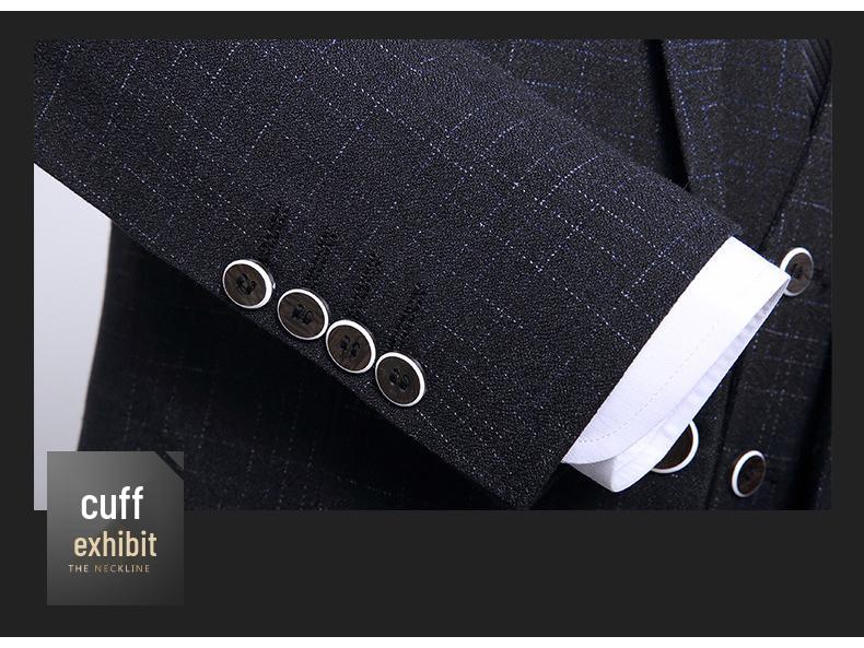 New Men's Slim Fit Korean Style Spring Casual Three-Piece Suit Blazer