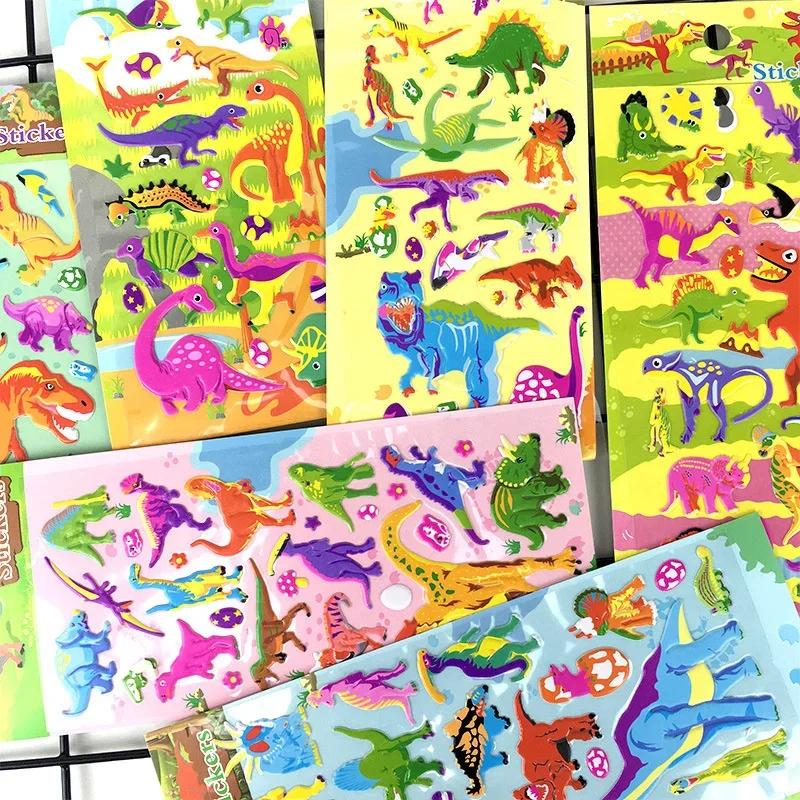Car Cartoon Kids Childrens Toys 6 Sheets 3D Bubble Sticker Truck Plane Traffic Waterproof Anime Stickers For Girl Boy Funny Learning Educational
