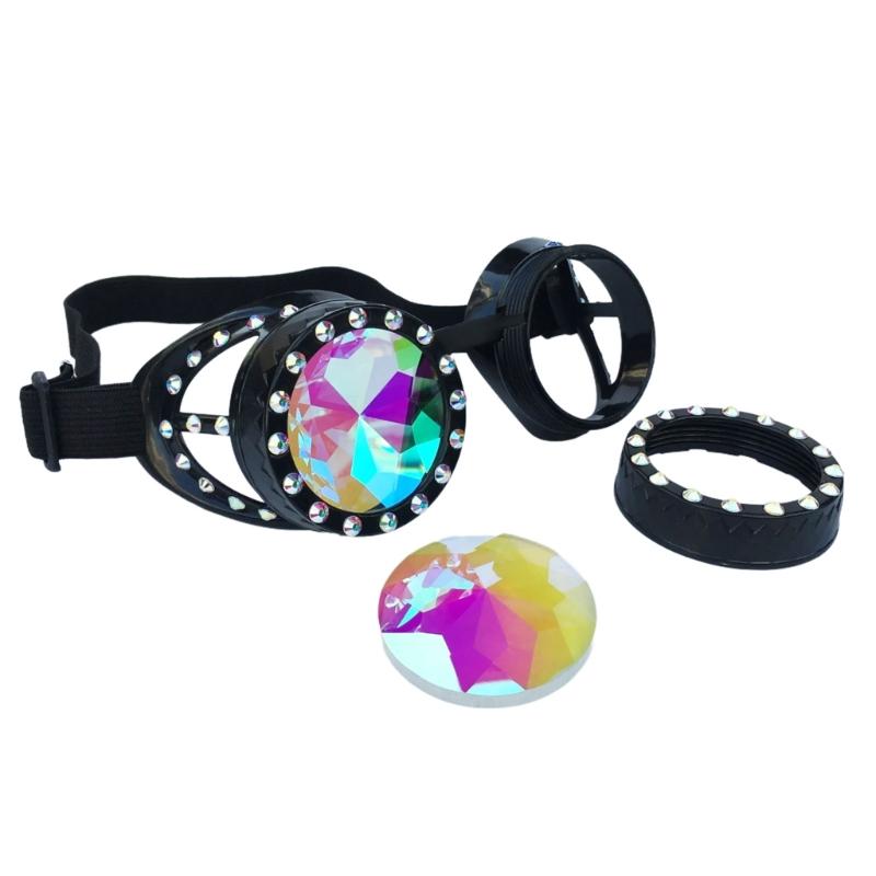 Kaleidoscope Goggles Steampunk Goggles Glasses Halloween Cosplay Party Costume Accessory Psychedelic Raves Goggles