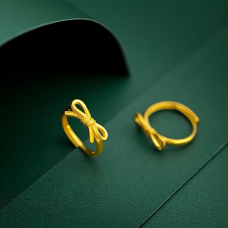 Brass Bow Charming Tie Ring For Women Delicate Fashion Jewelry Idea Gift