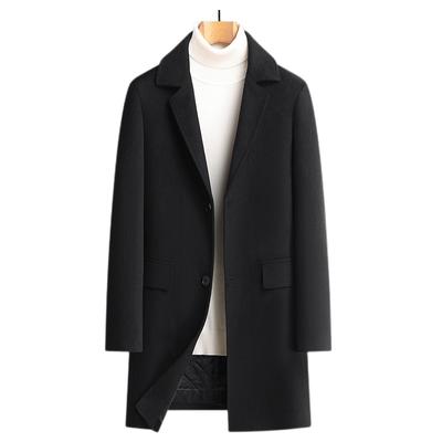 Outono e Inverno Novo Casaco de Lã Masculino Médio e Longo Gola de Terno Business Casual Espessado Casaco de Lã Casaco Masculino