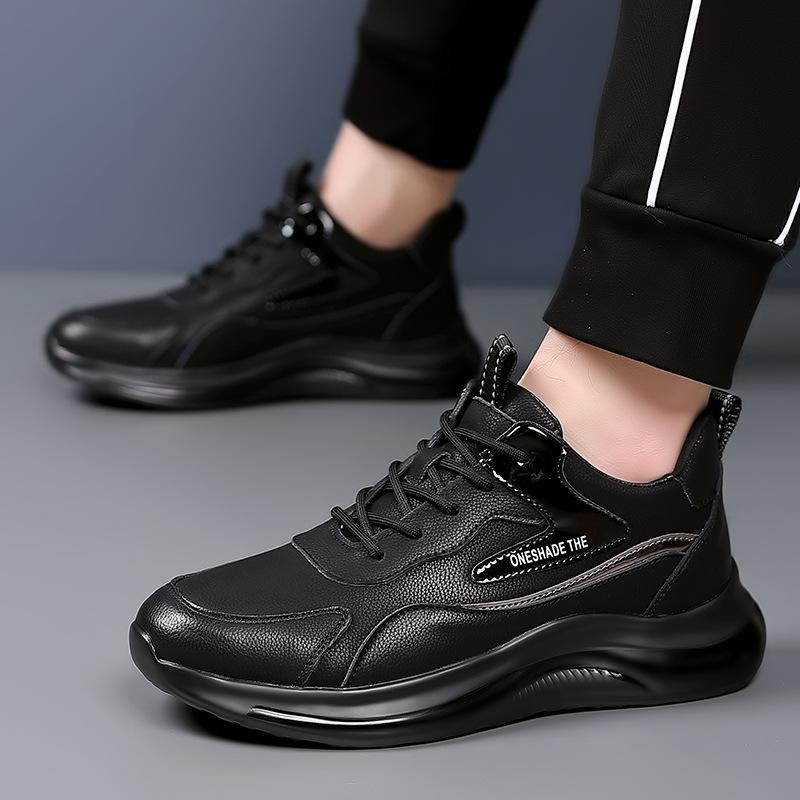 Two-layer Cowhide Casual Men's Shoes Fashion Versatile Trend Leather Sports Shoes Outdoor Travel Comfortable Soft-soled Running Shoes