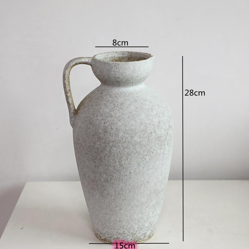 Vintage Dual Ear Coarse Ceramic Vase, Flowerpot, Living Room Decoration, Dining Table Flower Arrangement Container, Pottery Jar