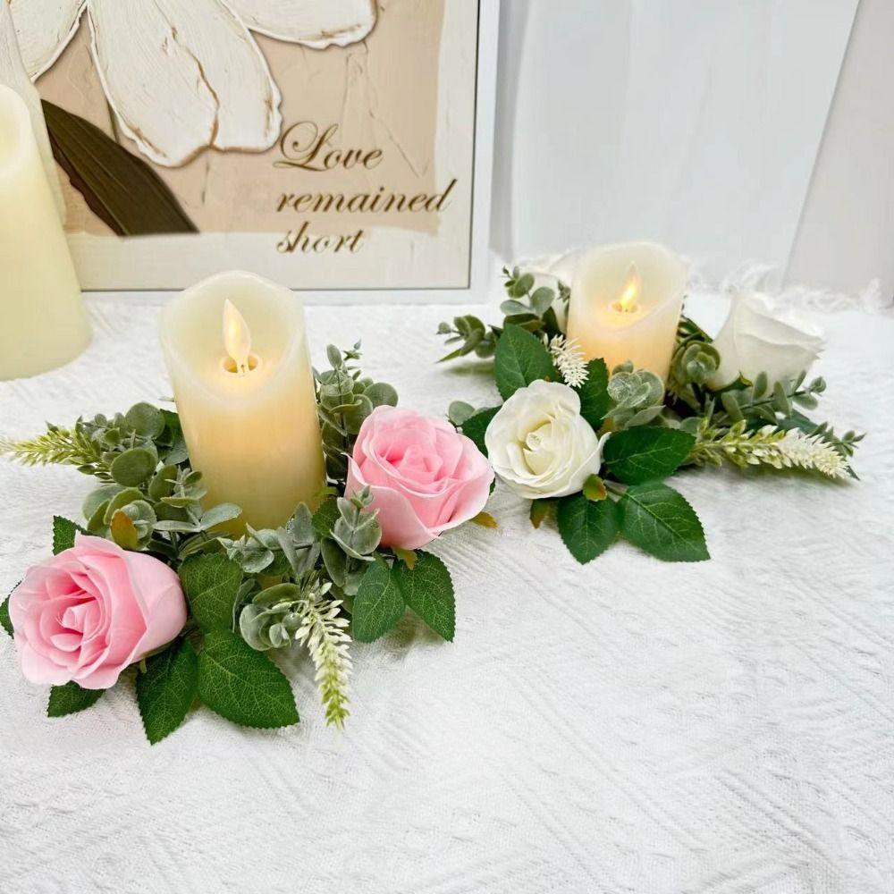 Romantic Rose Candlestick Exquisite Aromatherapy Candlestick Crafts Wreath Ring  Gift