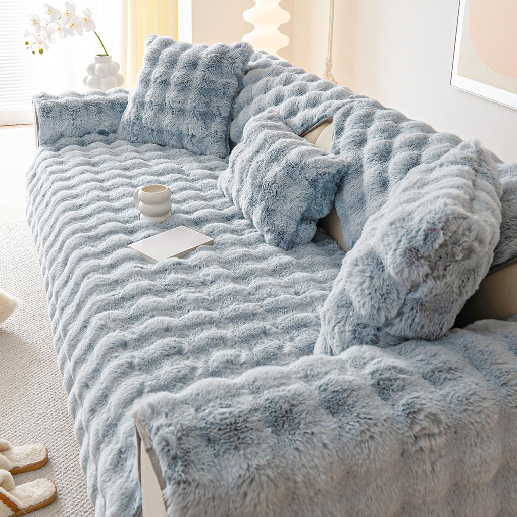 Popular Imitation Rabbit Plush Sofa Cover For Winter Soft Fabric Furniture Protector for Living Room Have Many Colours