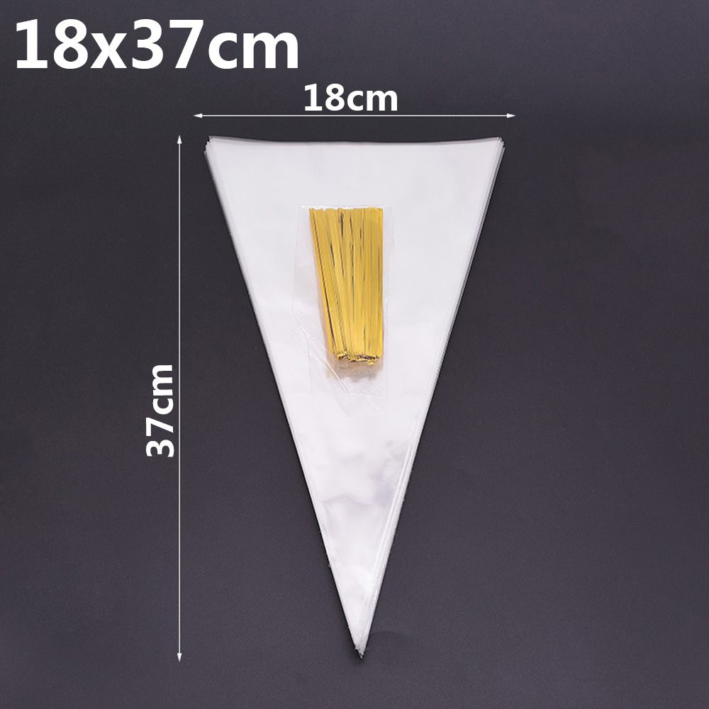 

Прозрачный целлофан для ювелирных изделий, карман для закусок, уплотнительный конус, пластиковый мешок для конфет, прозрачная упаковка 18x37cm